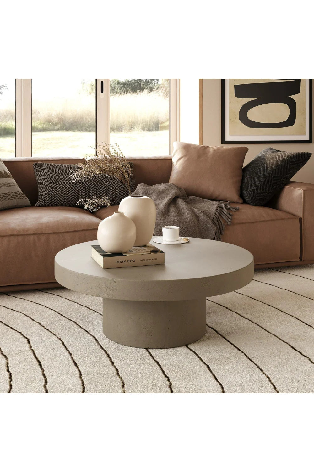 Luxury Round Concrete Coffee Table Modern Italian Style for Villa