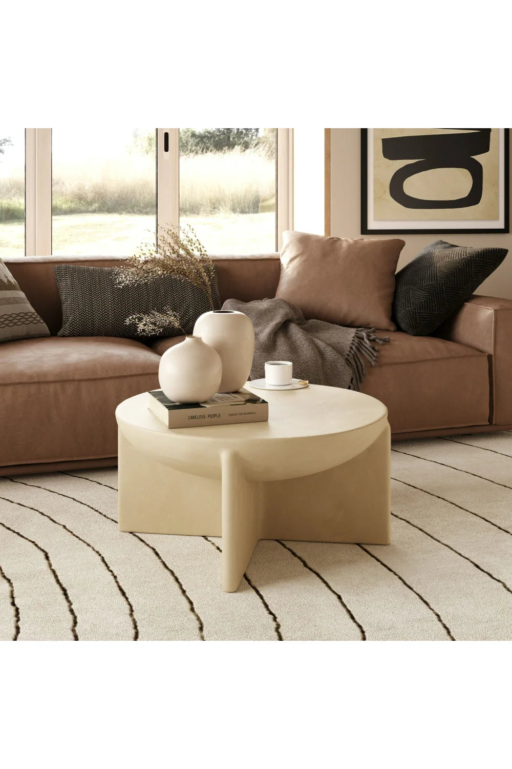 Luxury Round Concrete Coffee Table Modern Italian Style for Villa