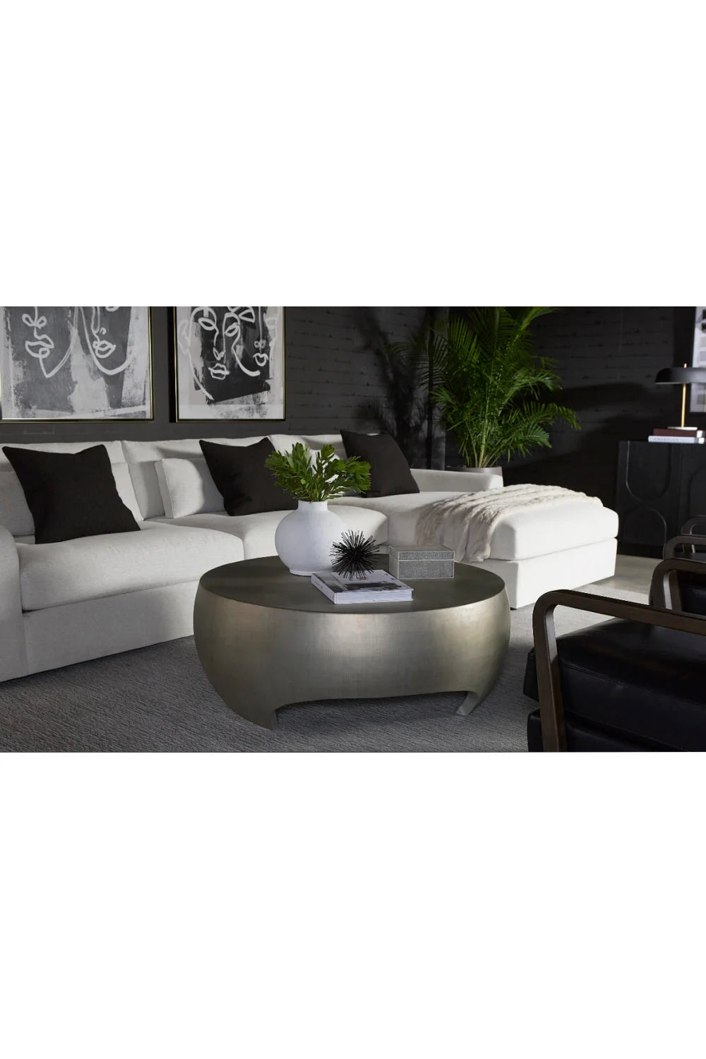 Luxury Round Concrete Coffee Table Modern Italian Style for Villa
