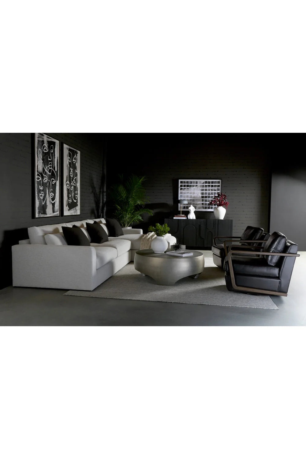 Luxury Round Concrete Coffee Table Modern Italian Style for Villa