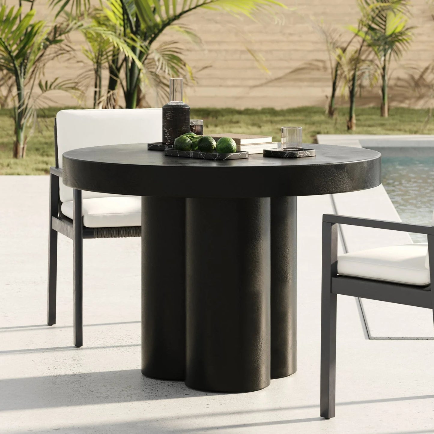 Luxury Round Concrete Dining Table Modern Italian Style for Villa