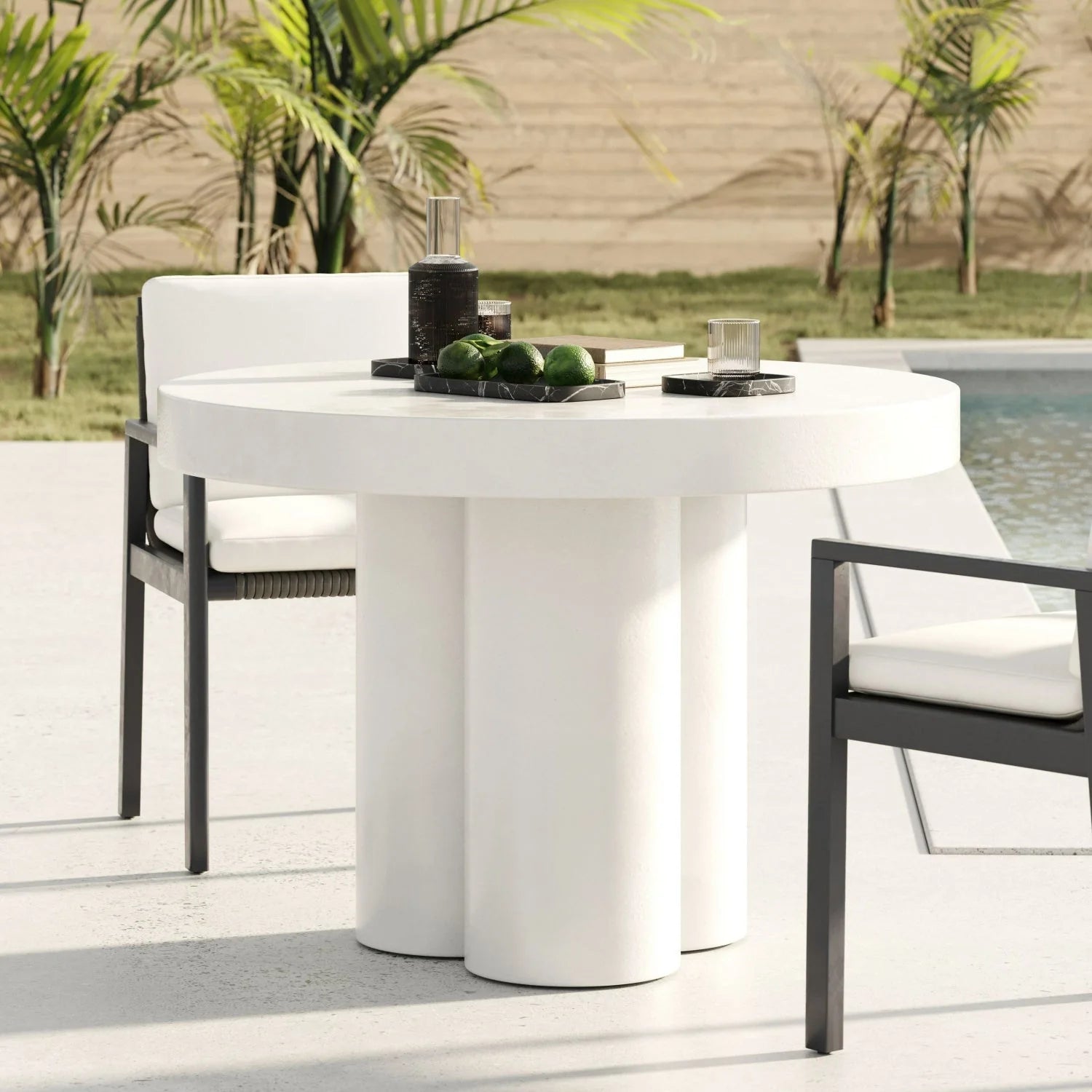 Luxury Round Concrete Dining Table Modern Italian Style for Villa