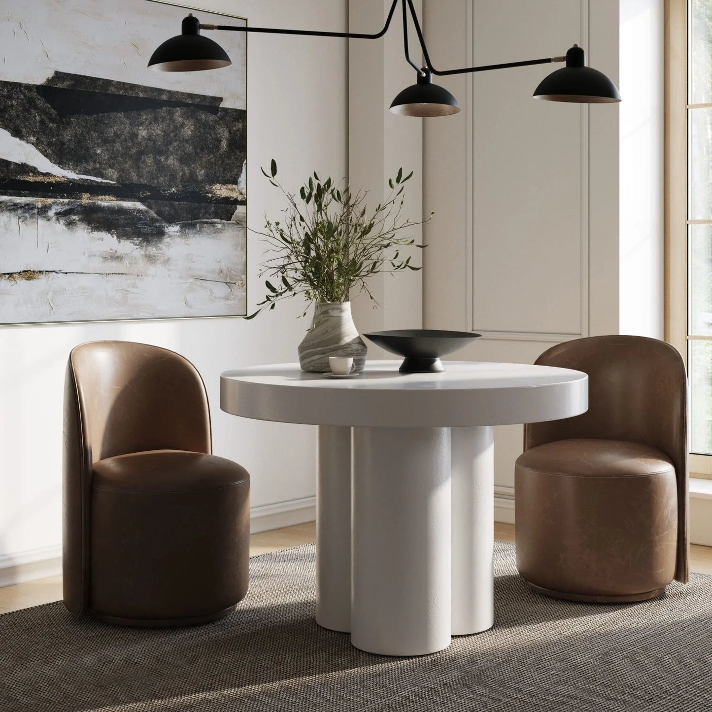 Luxury Round Concrete Dining Table Modern Italian Style for Villa