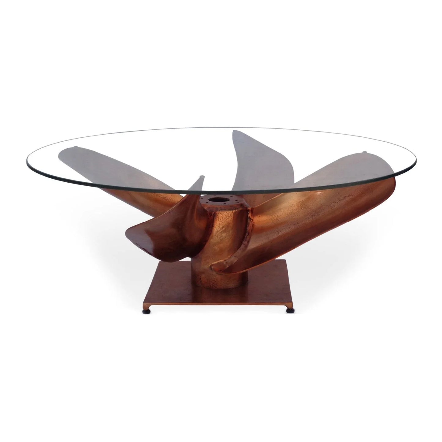 Luxury Round Copper Glass Coffee Table Modern Italian Style for Villa