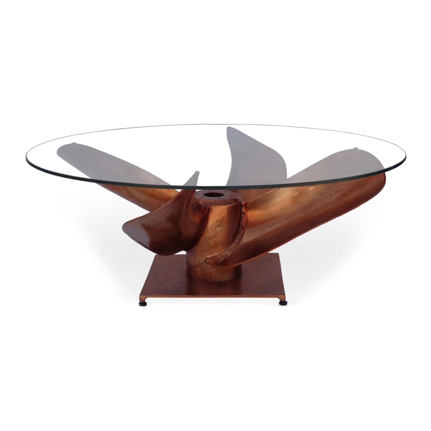 Luxury Round Copper Glass Coffee Table Modern Italian Style for Villa