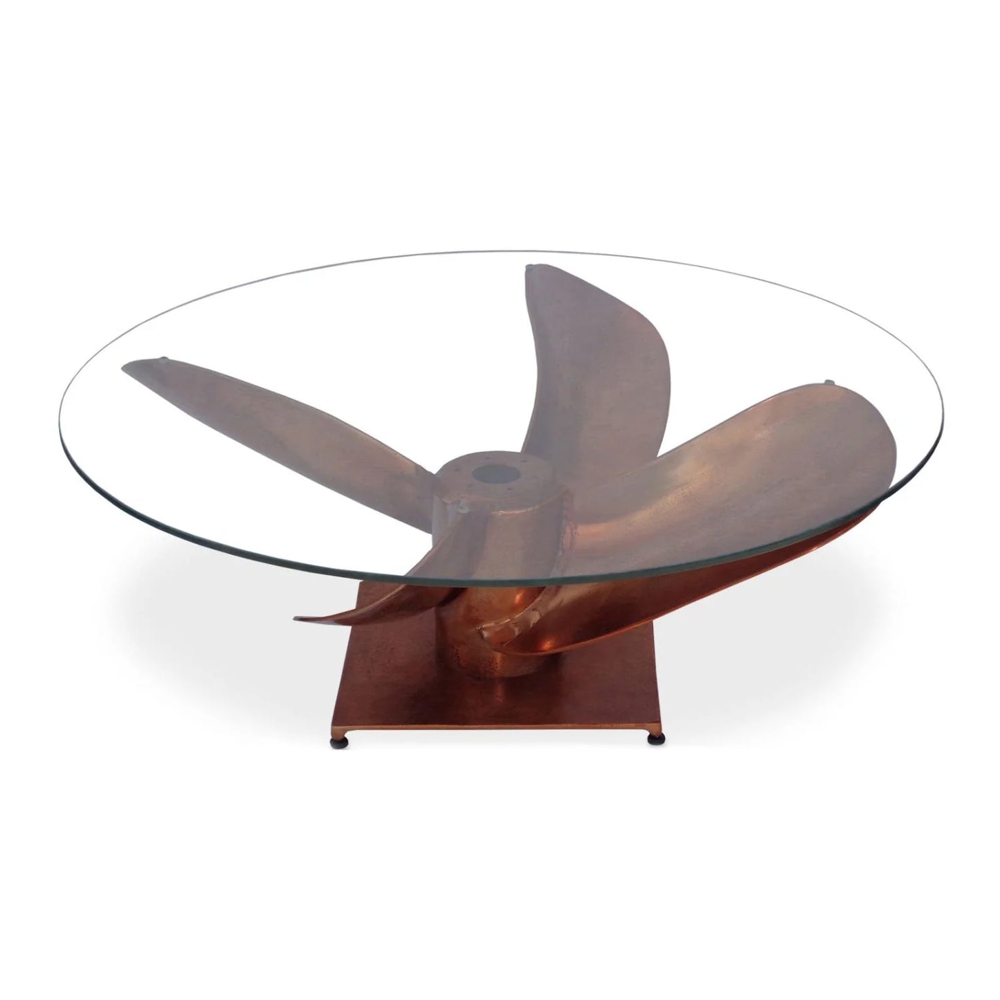 Luxury Round Copper Glass Coffee Table Modern Italian Style for Villa