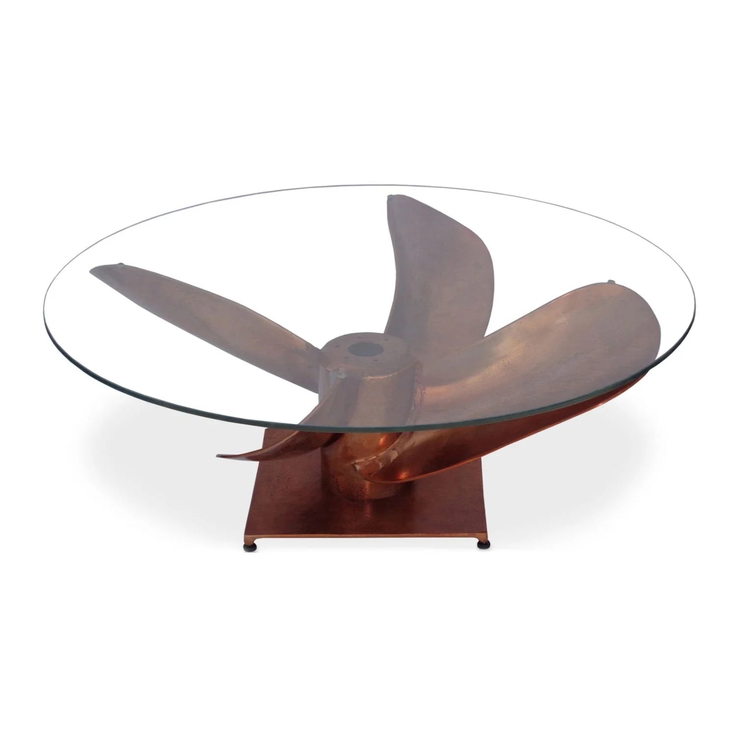 Luxury Round Copper Glass Coffee Table Modern Italian Style for Villa
