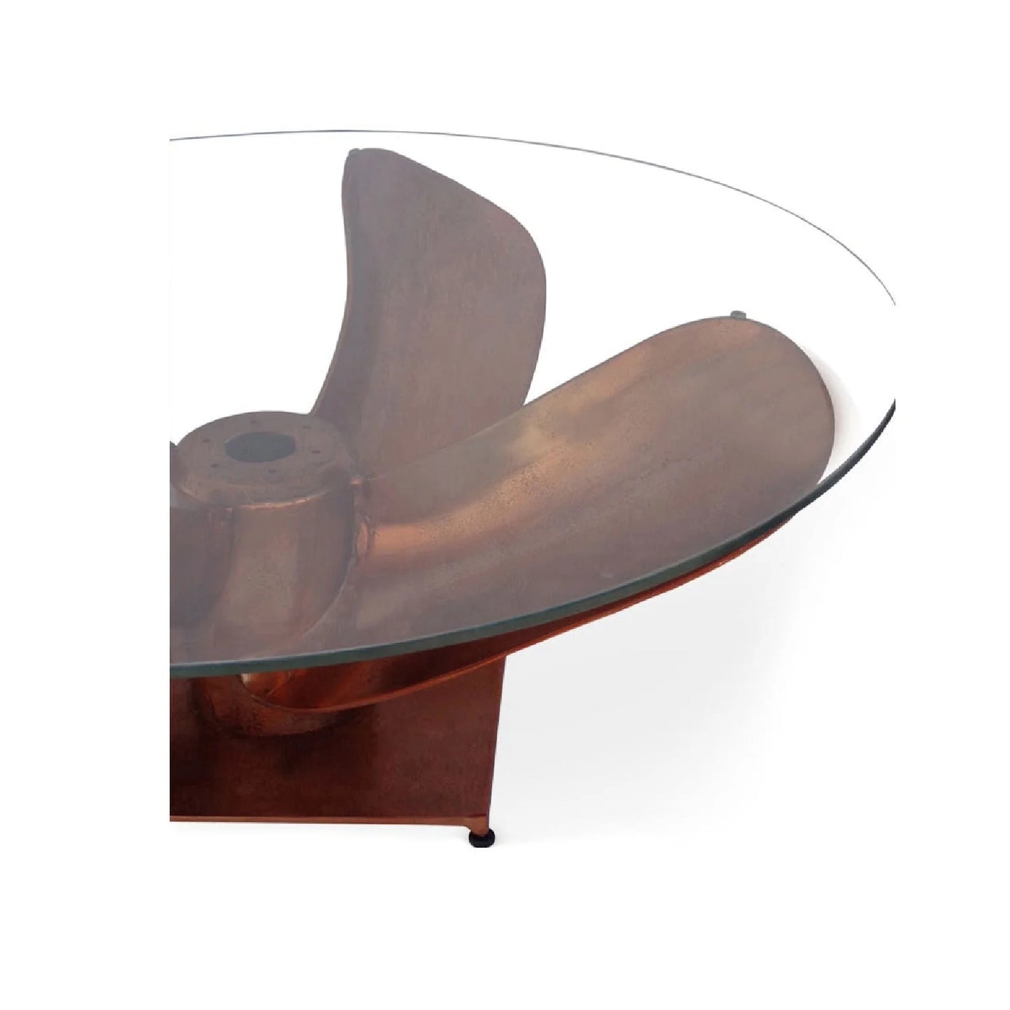 Luxury Round Copper Glass Coffee Table Modern Italian Style for Villa