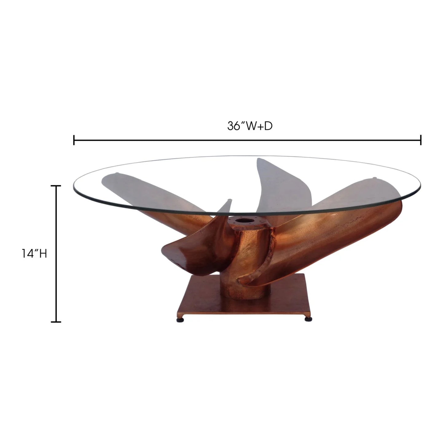 Luxury Round Copper Glass Coffee Table Modern Italian Style for Villa
