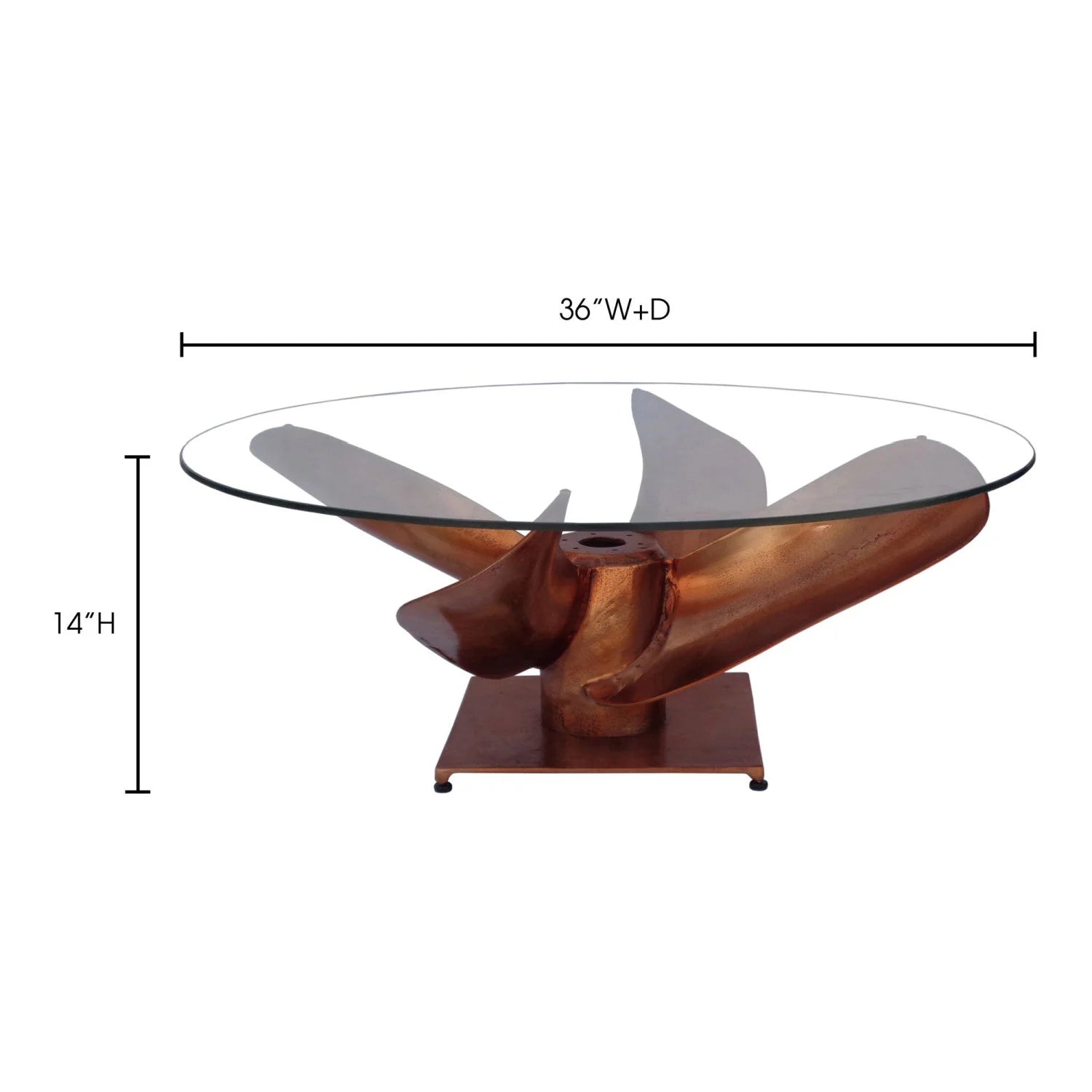 Luxury Round Copper Glass Coffee Table Modern Italian Style for Villa