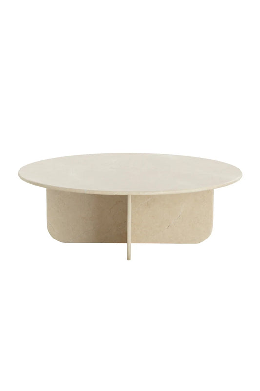 Luxury Round Cream Marble Coffee Table Modern Italian Style for Villa