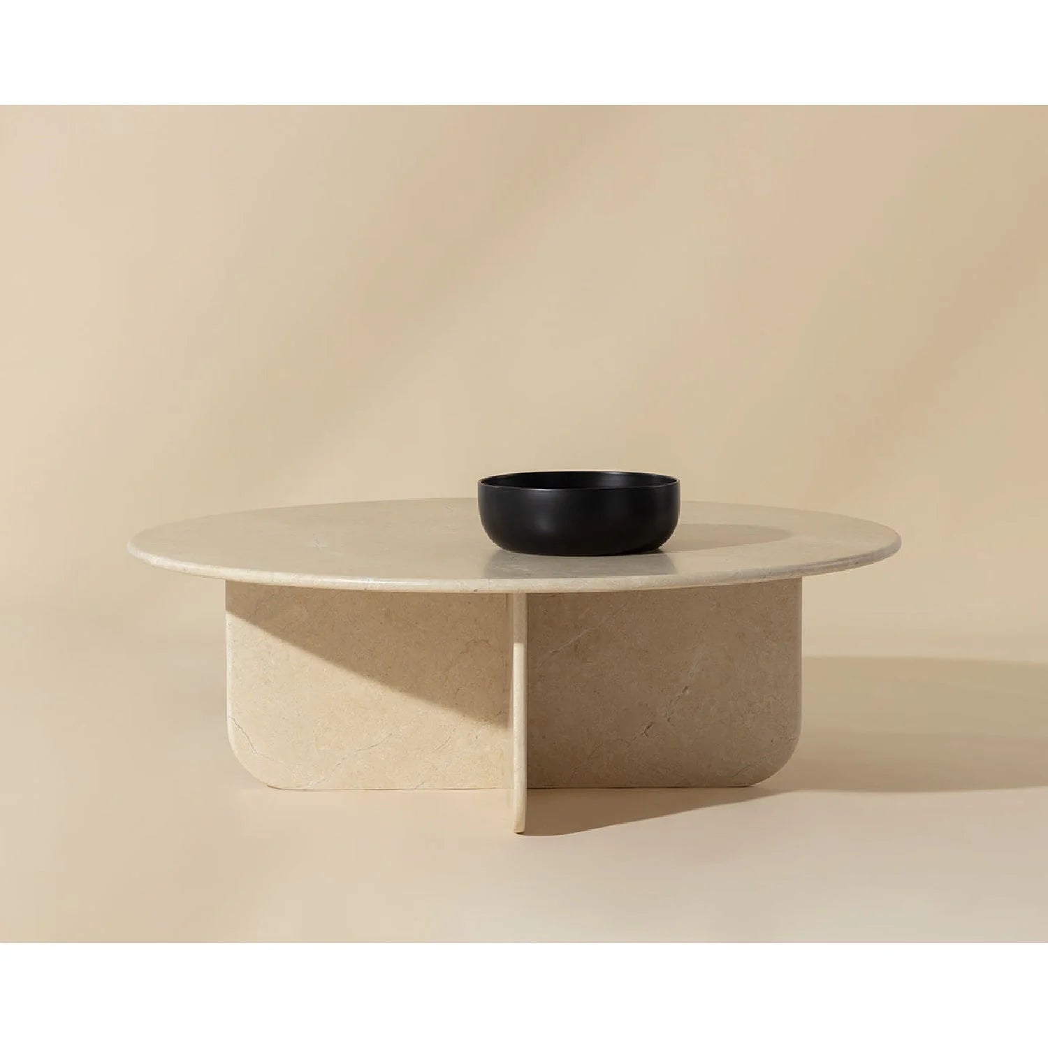 Luxury Round Cream Marble Coffee Table Modern Italian Style for Villa