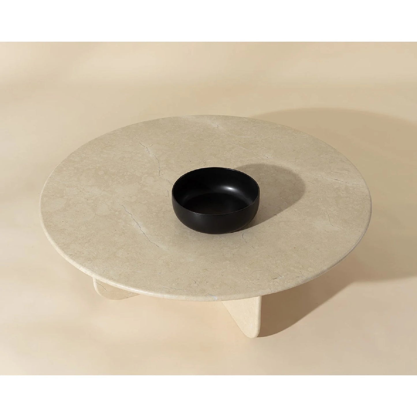 Luxury Round Cream Marble Coffee Table Modern Italian Style for Villa