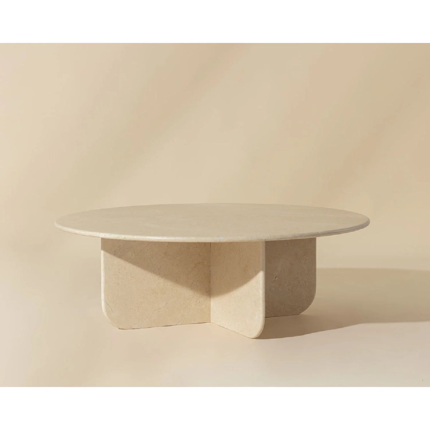 Luxury Round Cream Marble Coffee Table Modern Italian Style for Villa