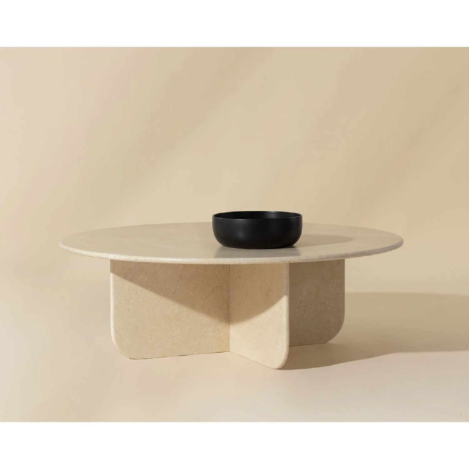 Luxury Round Cream Marble Coffee Table Modern Italian Style for Villa