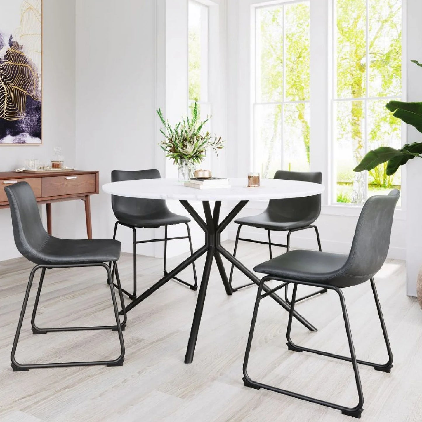 Luxury Round Faux Marble Dining Table Modern Italian Style for Villa