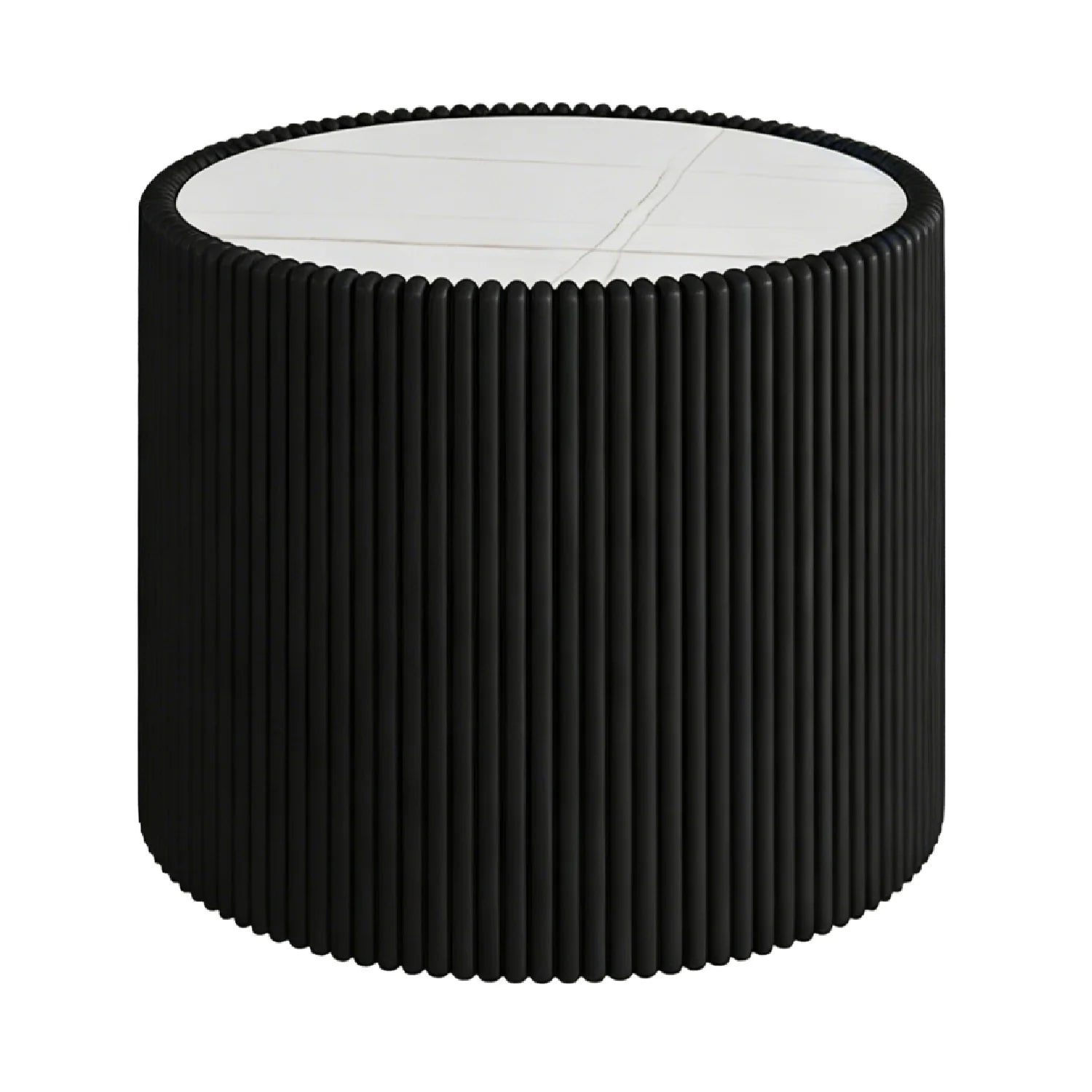 Luxury Round Fluted Sintered Stone Coffee Table Modern Italian Style for Villa
