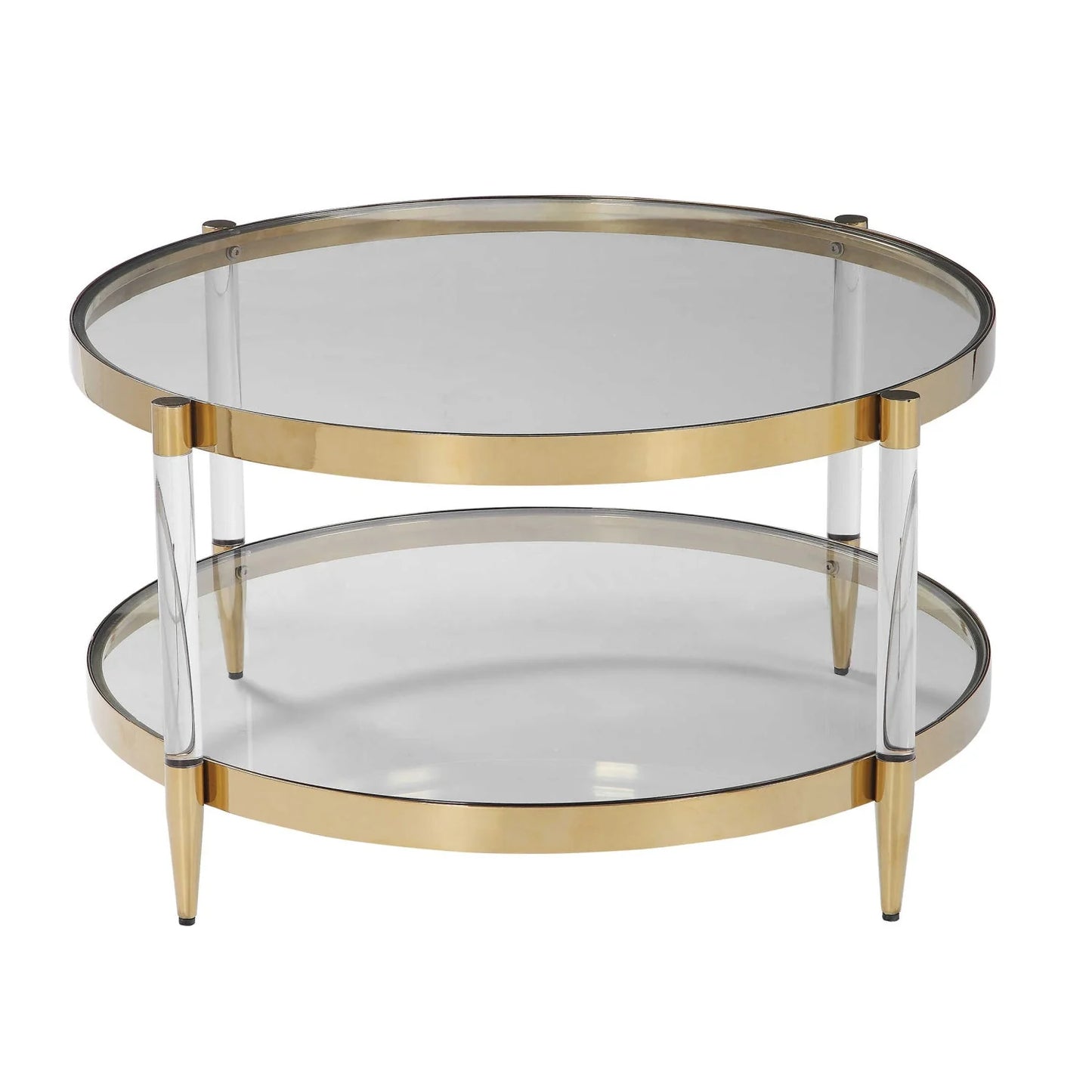Luxury Round Glass Coffee Table Modern Italian Style for Villa