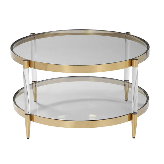 Luxury Round Glass Coffee Table Modern Italian Style for Villa
