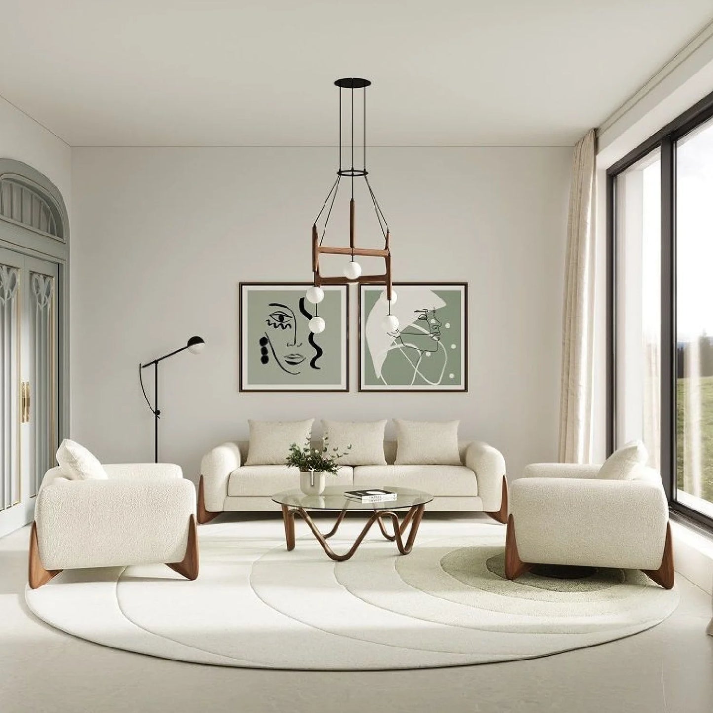 Luxury Round Glass Coffee Table Modern Italian Style for Villa