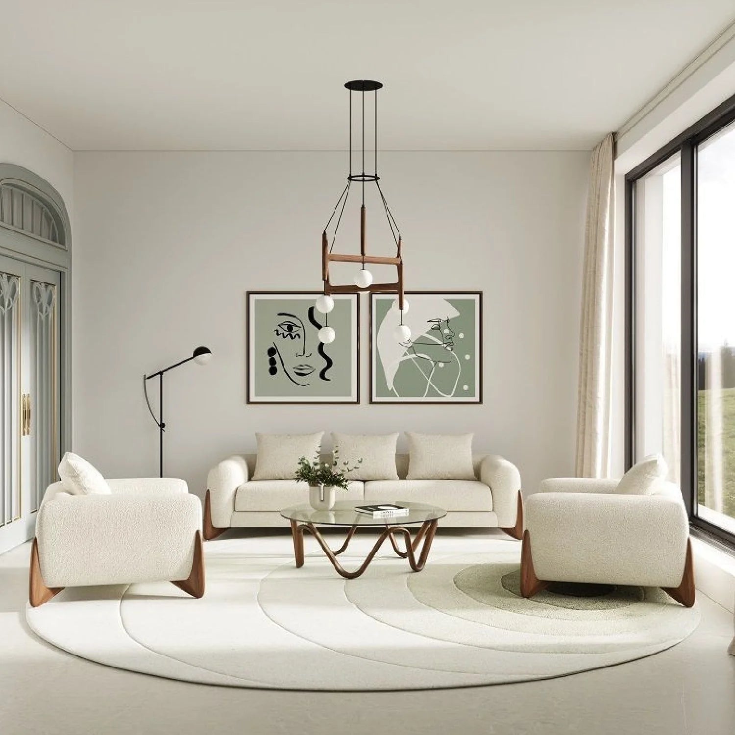 Luxury Round Glass Coffee Table Modern Italian Style for Villa