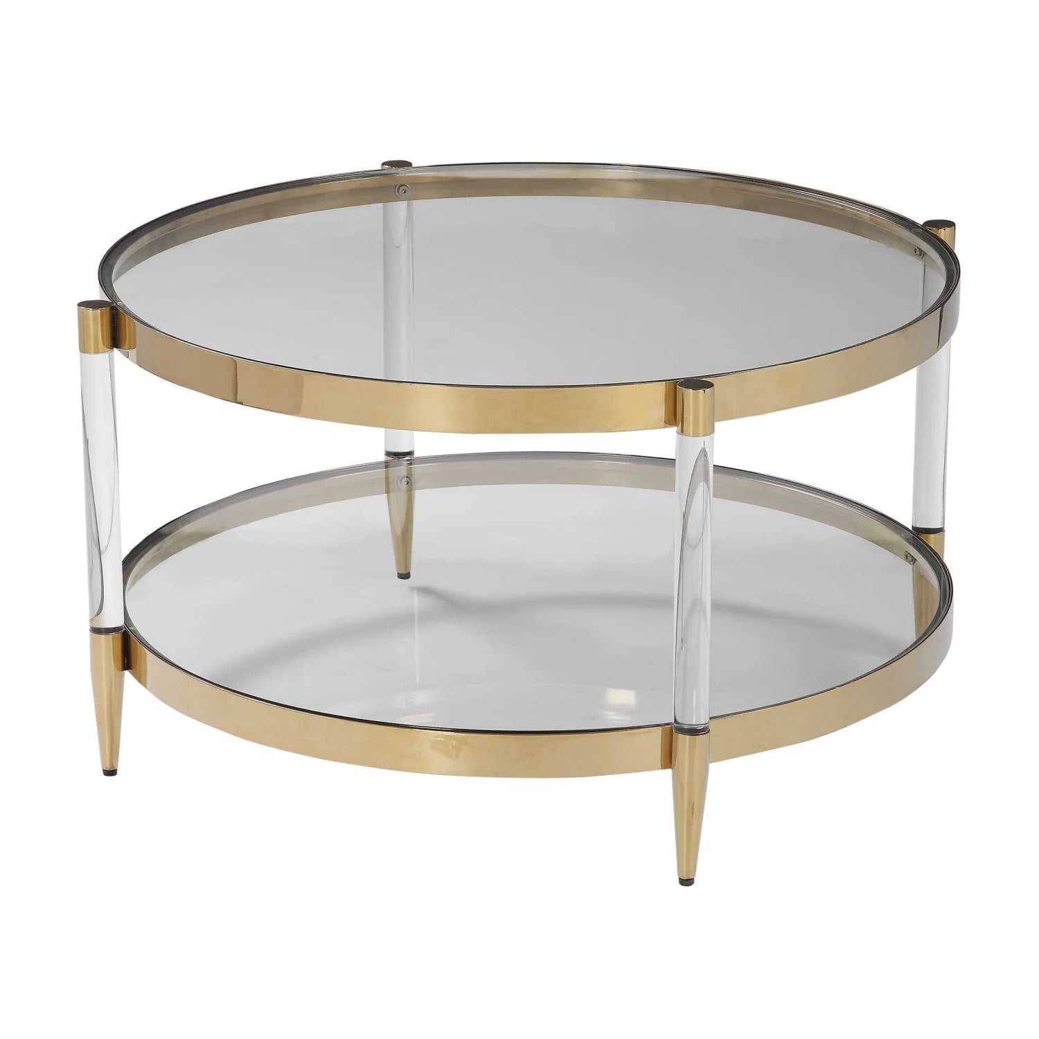 Luxury Round Glass Coffee Table Modern Italian Style for Villa
