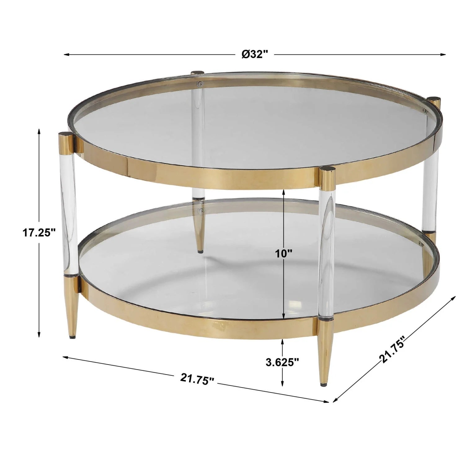 Luxury Round Glass Coffee Table Modern Italian Style for Villa