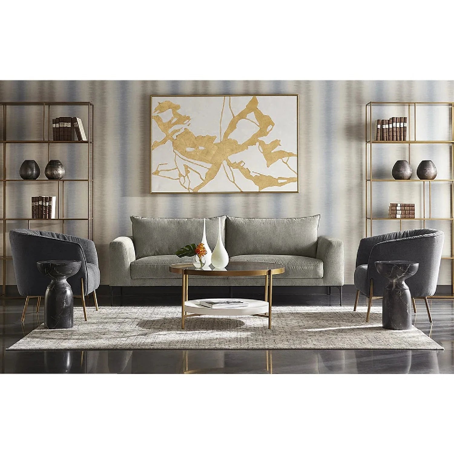 Luxury Round Glass Coffee Table Modern Italian Style for Villa