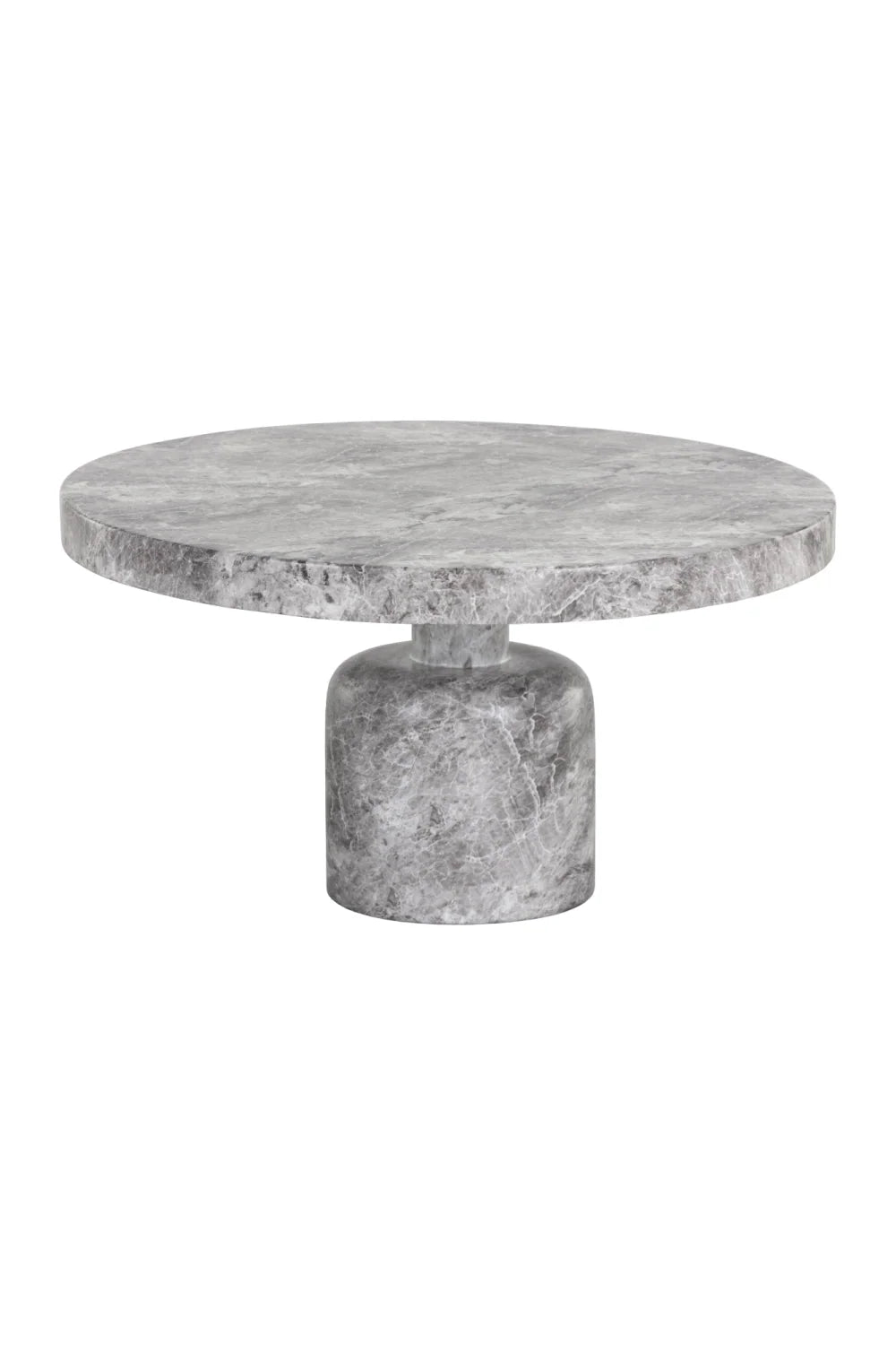 Luxury Round Gray Marble Finish Coffee Table Modern Italian Style for Villa