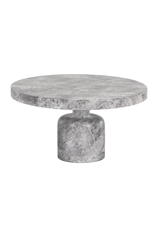 Luxury Round Gray Marble Finish Coffee Table Modern Italian Style for Villa