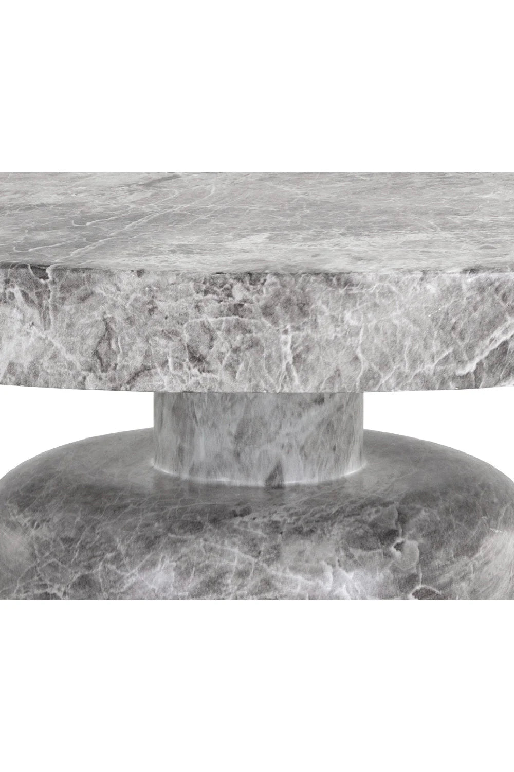 Luxury Round Gray Marble Finish Coffee Table Modern Italian Style for Villa