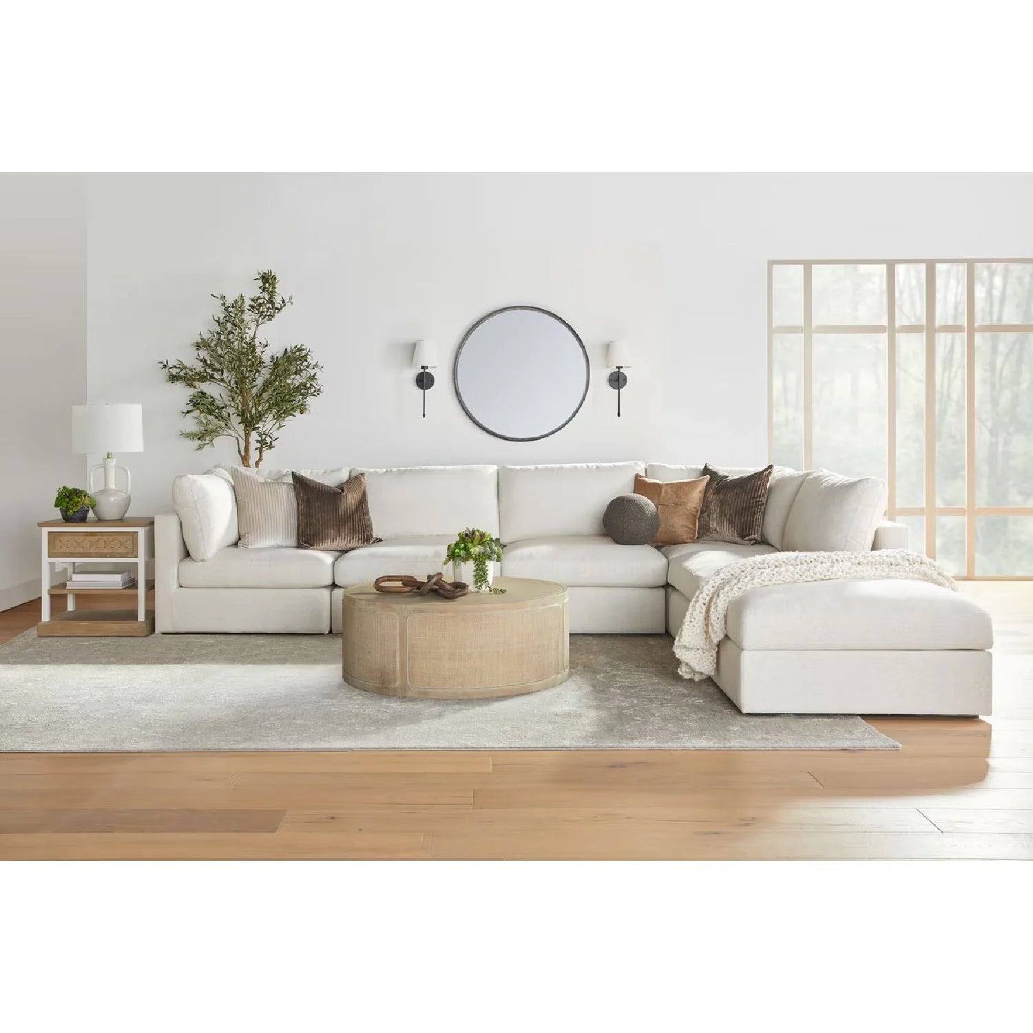 Luxury Round Gray Oak Coffee Table Modern Italian Style for Villa