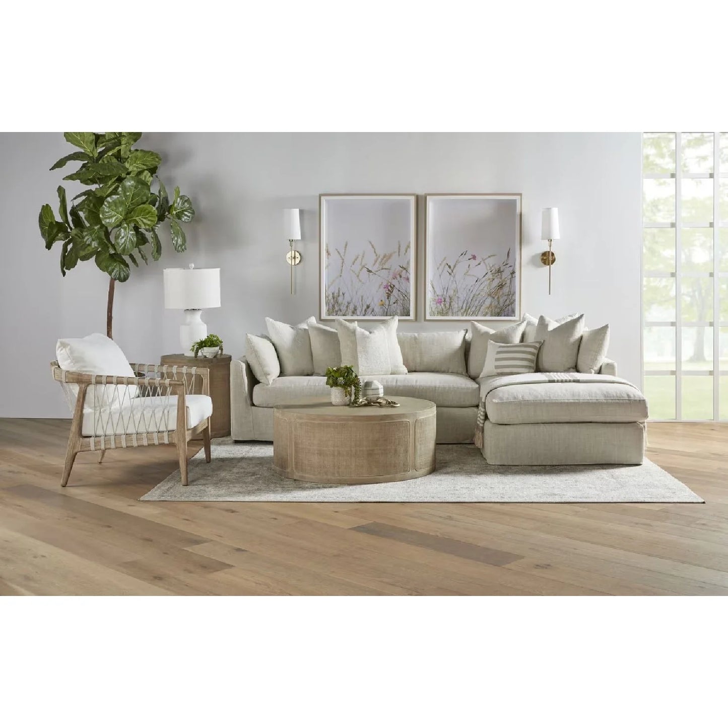 Luxury Round Gray Oak Coffee Table Modern Italian Style for Villa