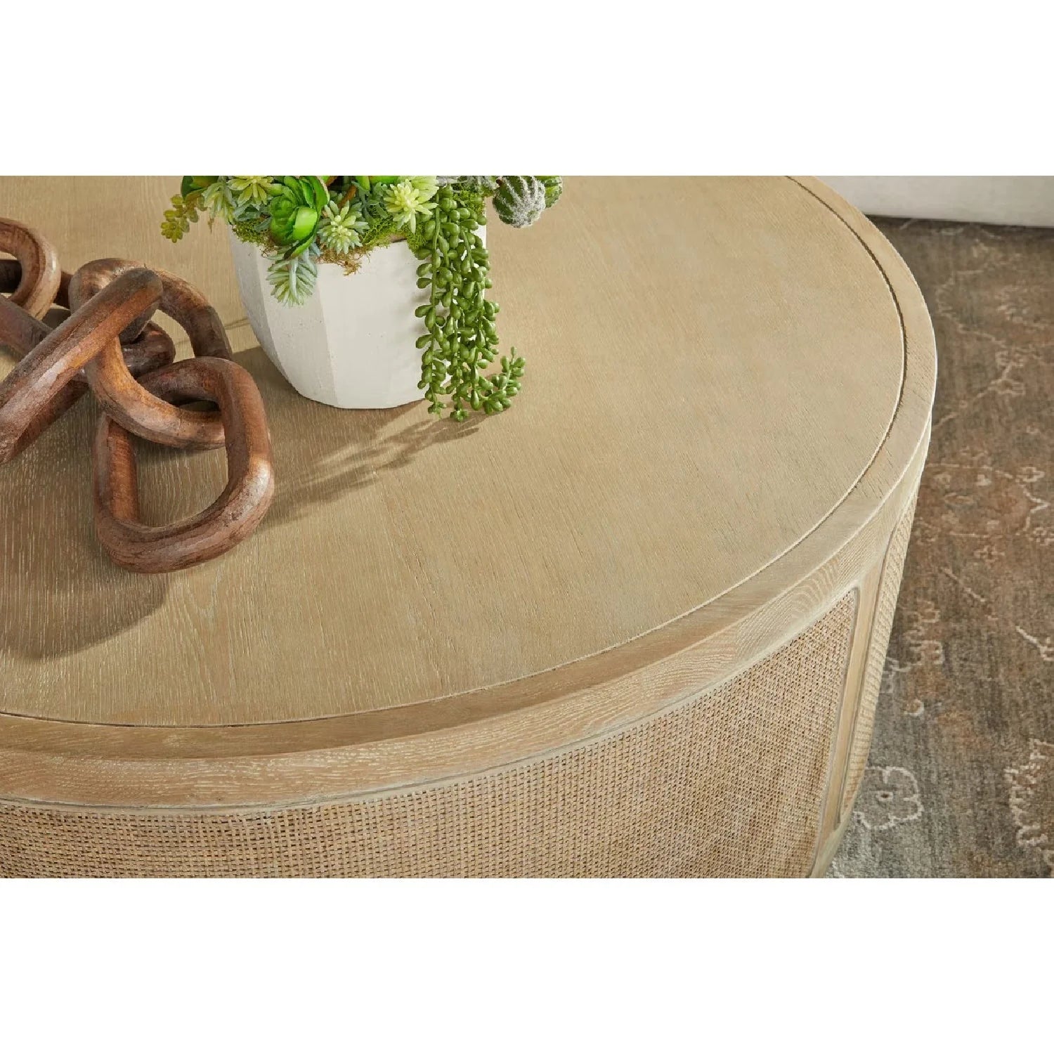 Luxury Round Gray Oak Coffee Table Modern Italian Style for Villa