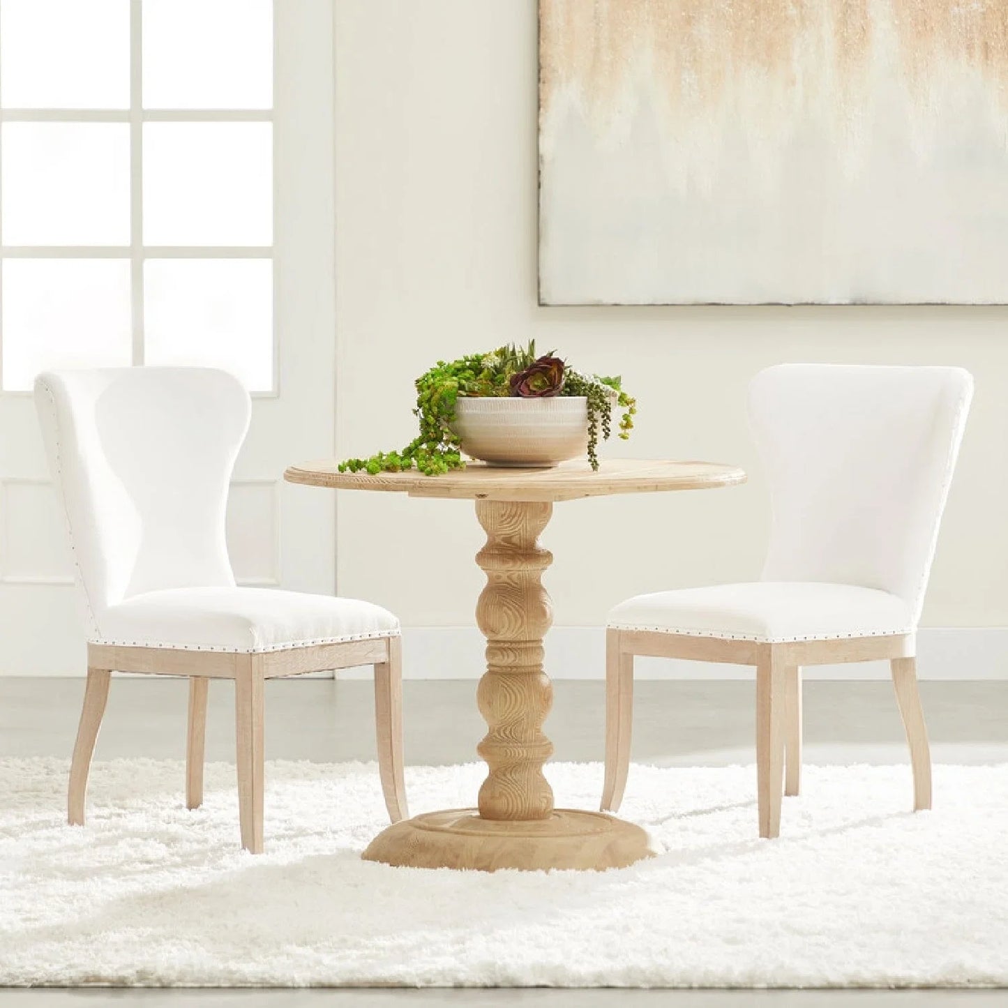 Luxury Round Gray Pine Dining Table Modern Italian Style for Villa