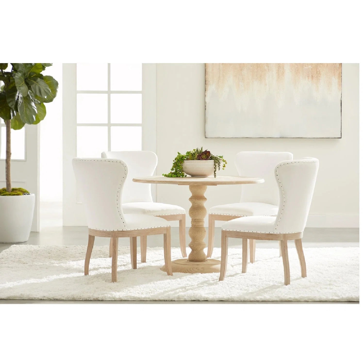 Luxury Round Gray Pine Dining Table Modern Italian Style for Villa