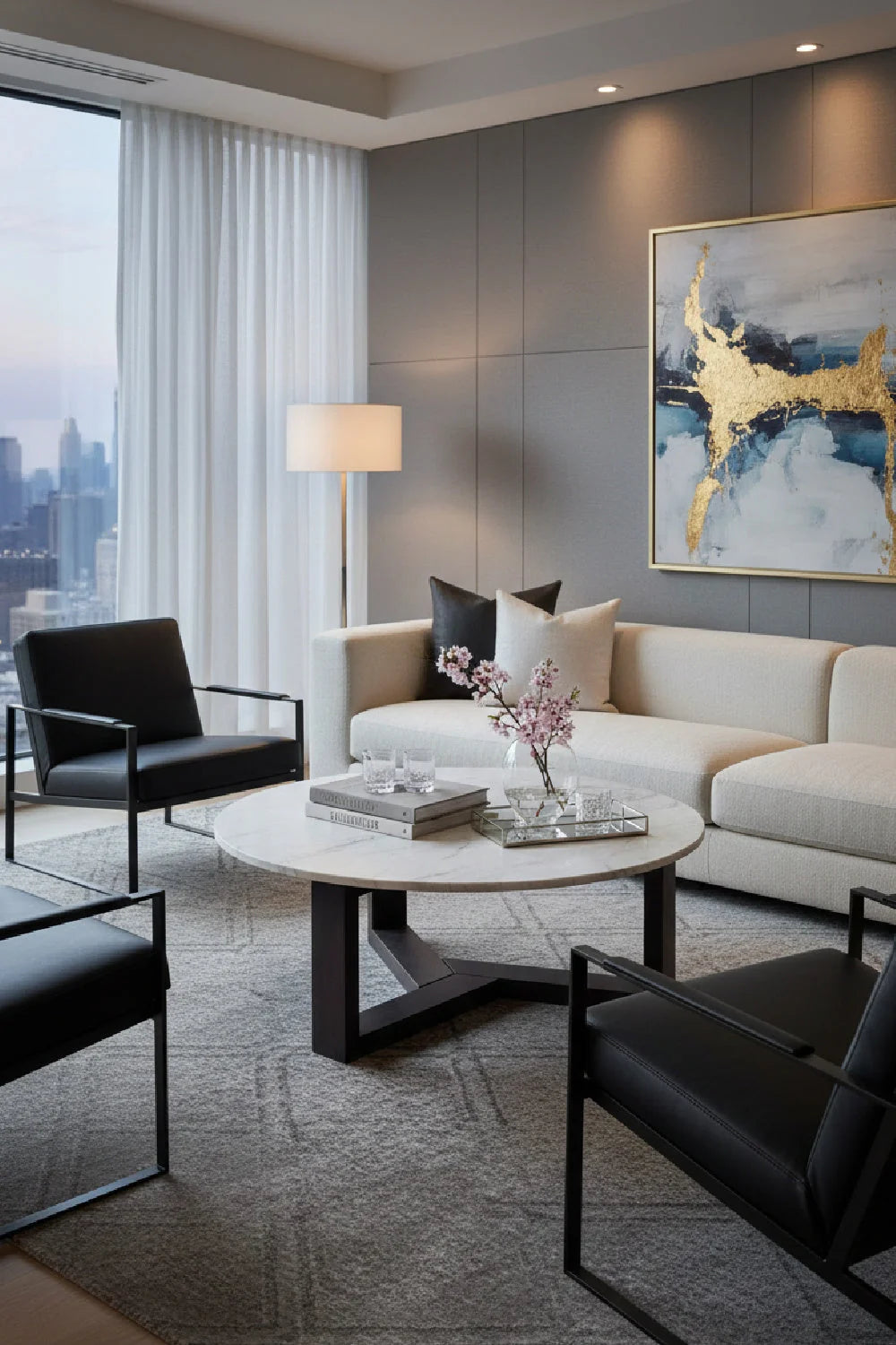 Luxury Round Marble Coffee Table Modern Italian Style for Villa