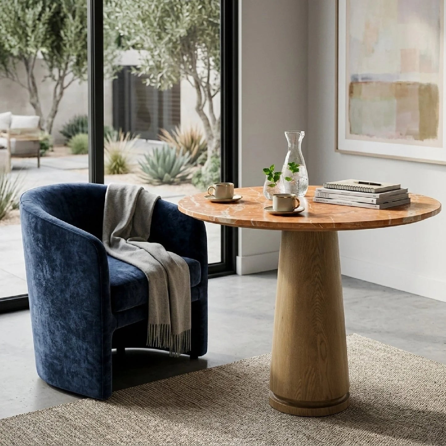 Luxury Round Marble Coffee Table Modern Italian Style for Villa
