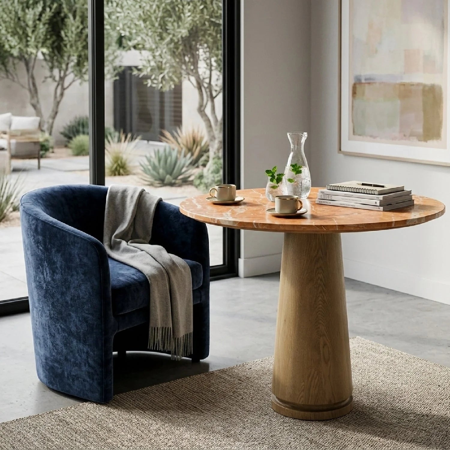 Luxury Round Marble Coffee Table Modern Italian Style for Villa