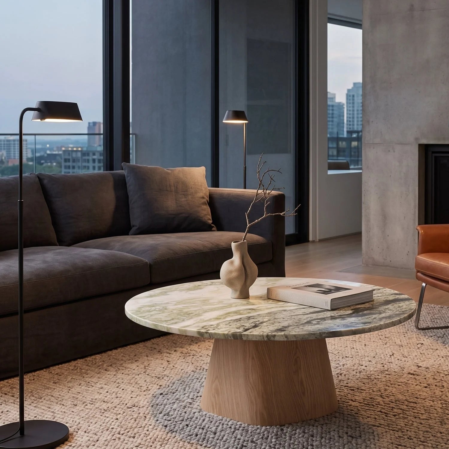 Luxury Round Marble Coffee Table Modern Italian Style for Villa