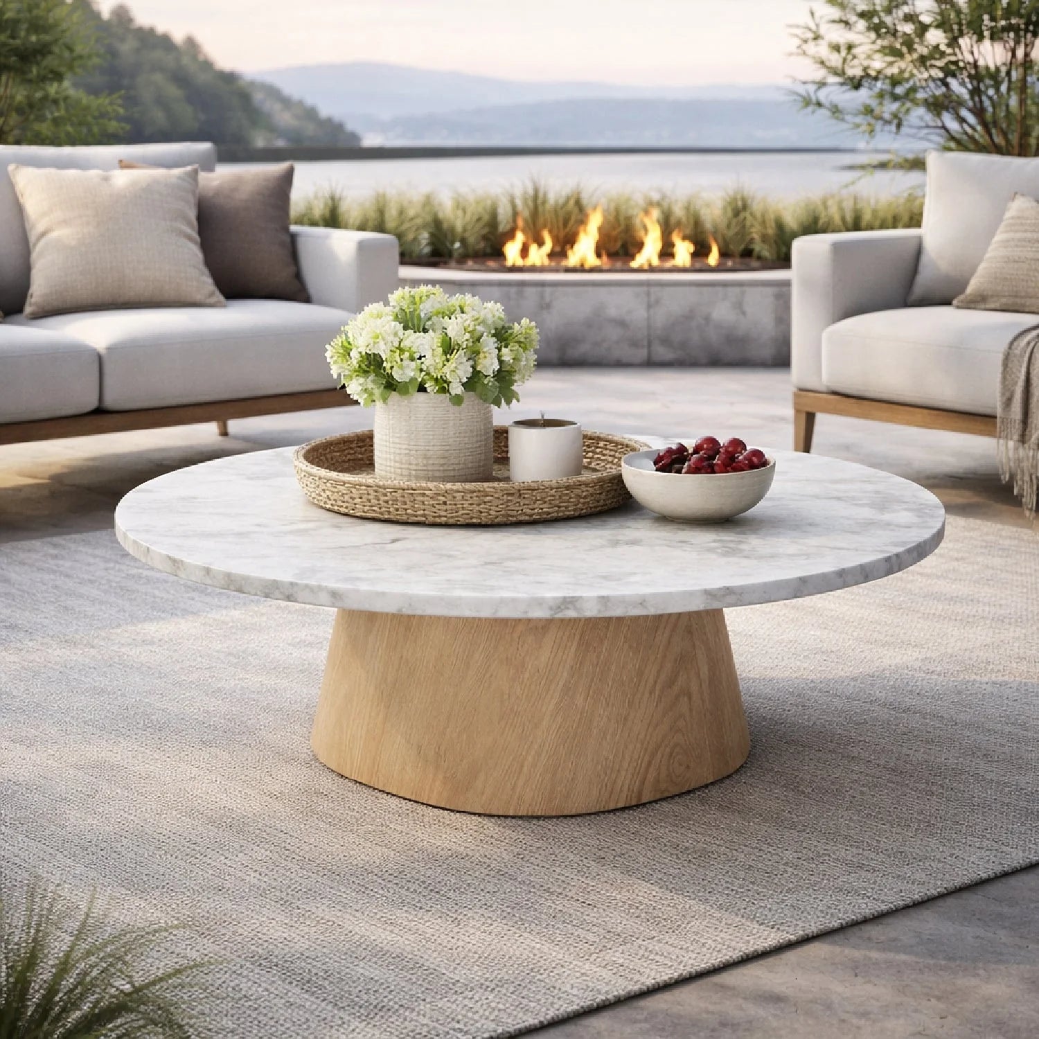 Luxury Round Marble Coffee Table Modern Italian Style for Villa