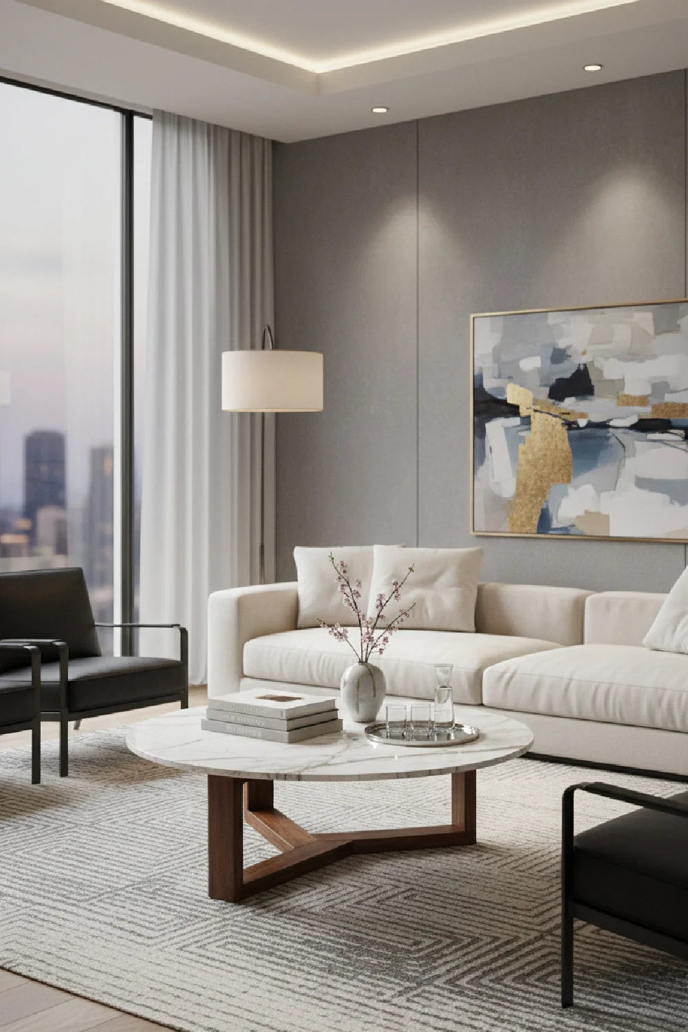 Luxury Round Marble Coffee Table Modern Italian Style for Villa