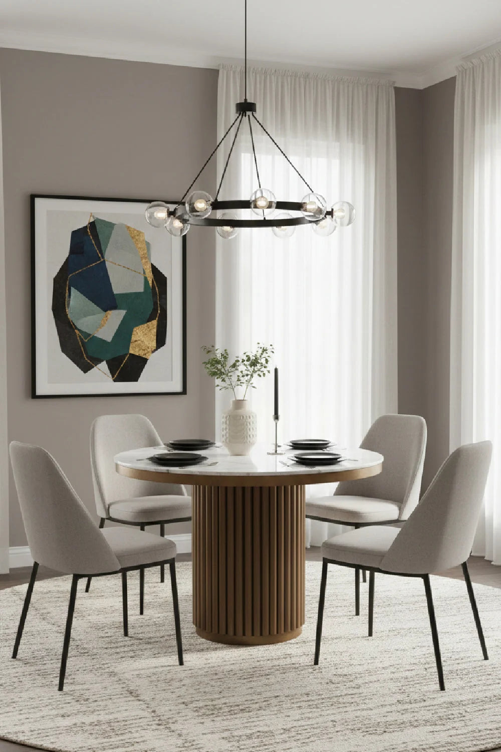 Luxury Round Marble Dining Table Modern Italian Style for Villa