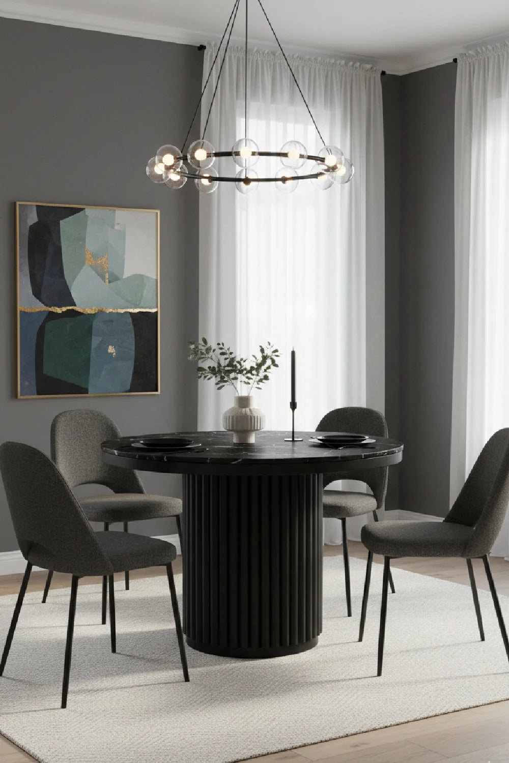 Luxury Round Marble Dining Table Modern Italian Style for Villa