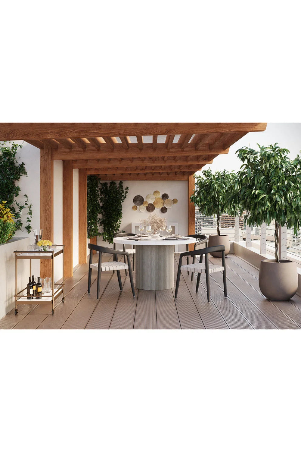 Luxury Round Marble-Look Dining Table Modern Italian Style for Villa
