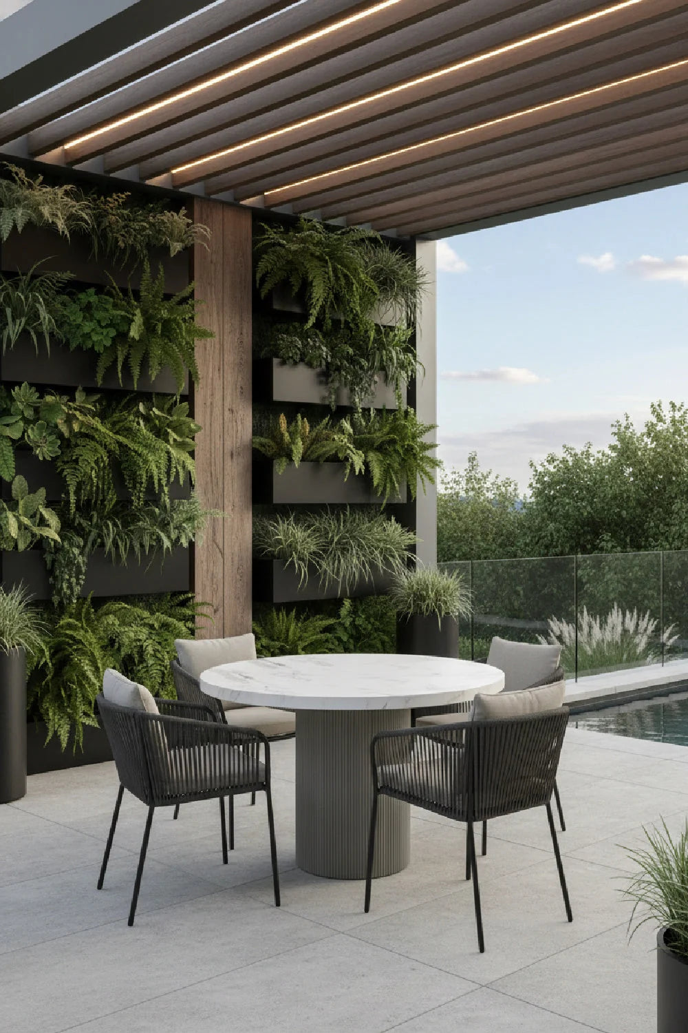 Luxury Round Marble-Look Dining Table Modern Italian Style for Villa