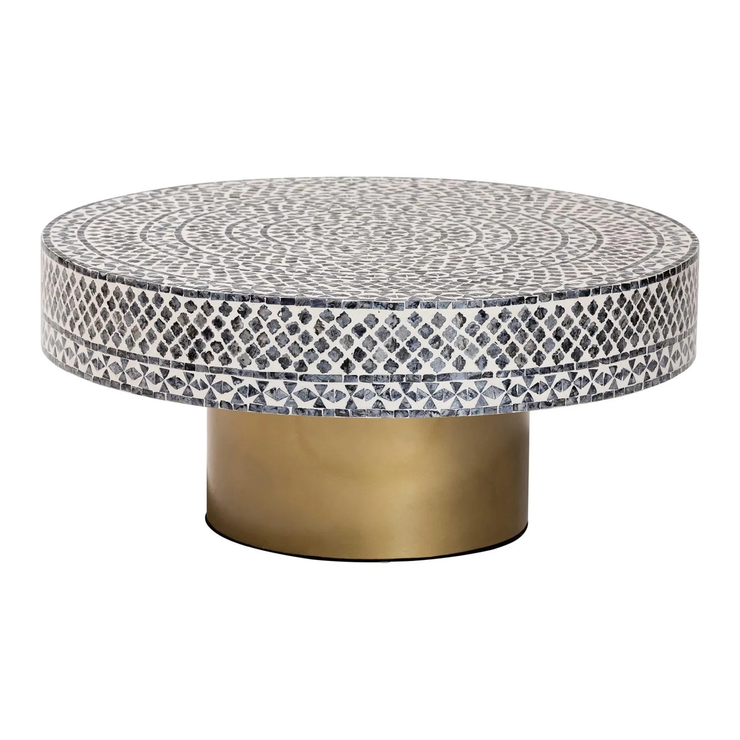 Luxury Round Mosaic Capiz Shell Coffee Table Modern Italian Style for Villa