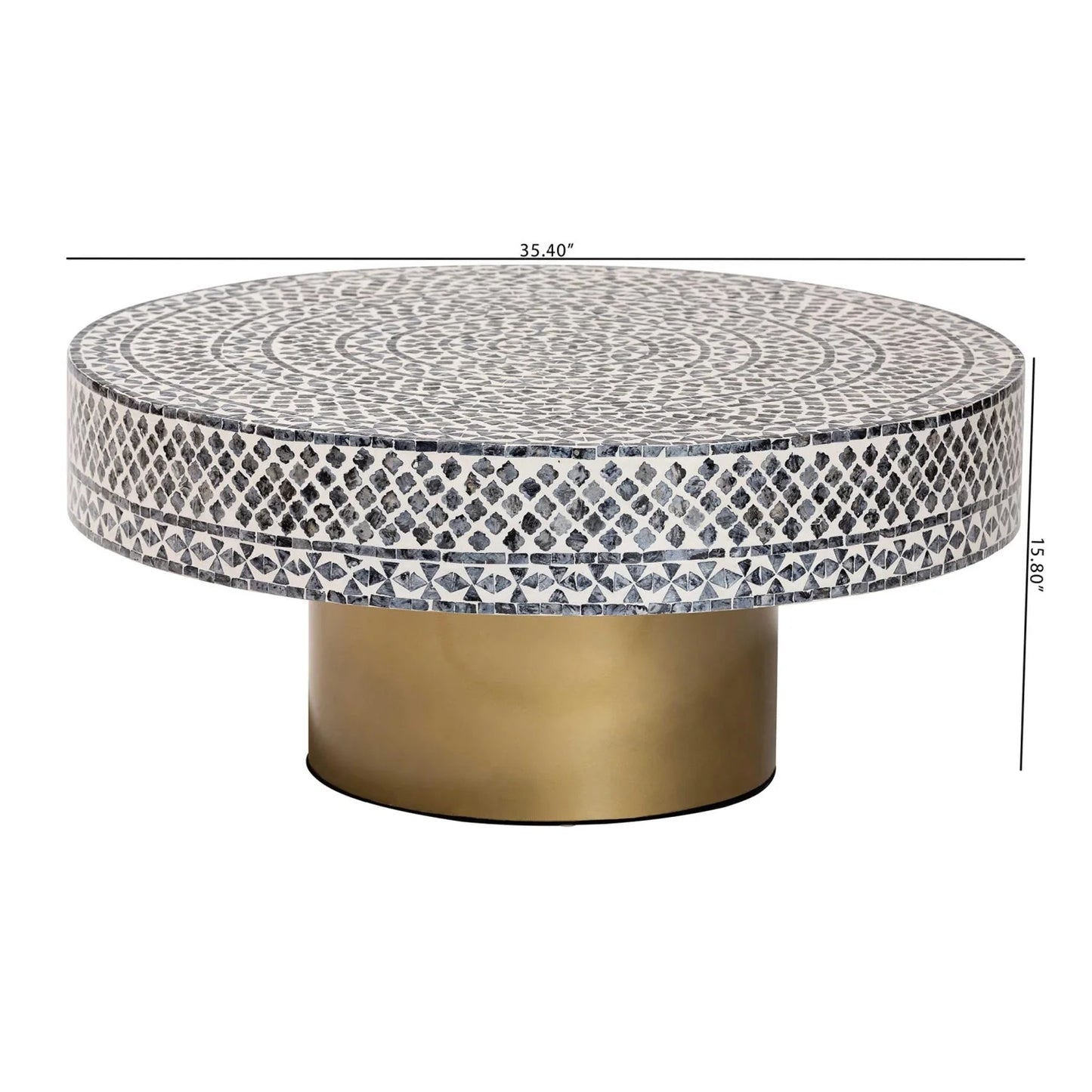 Luxury Round Mosaic Capiz Shell Coffee Table Modern Italian Style for Villa