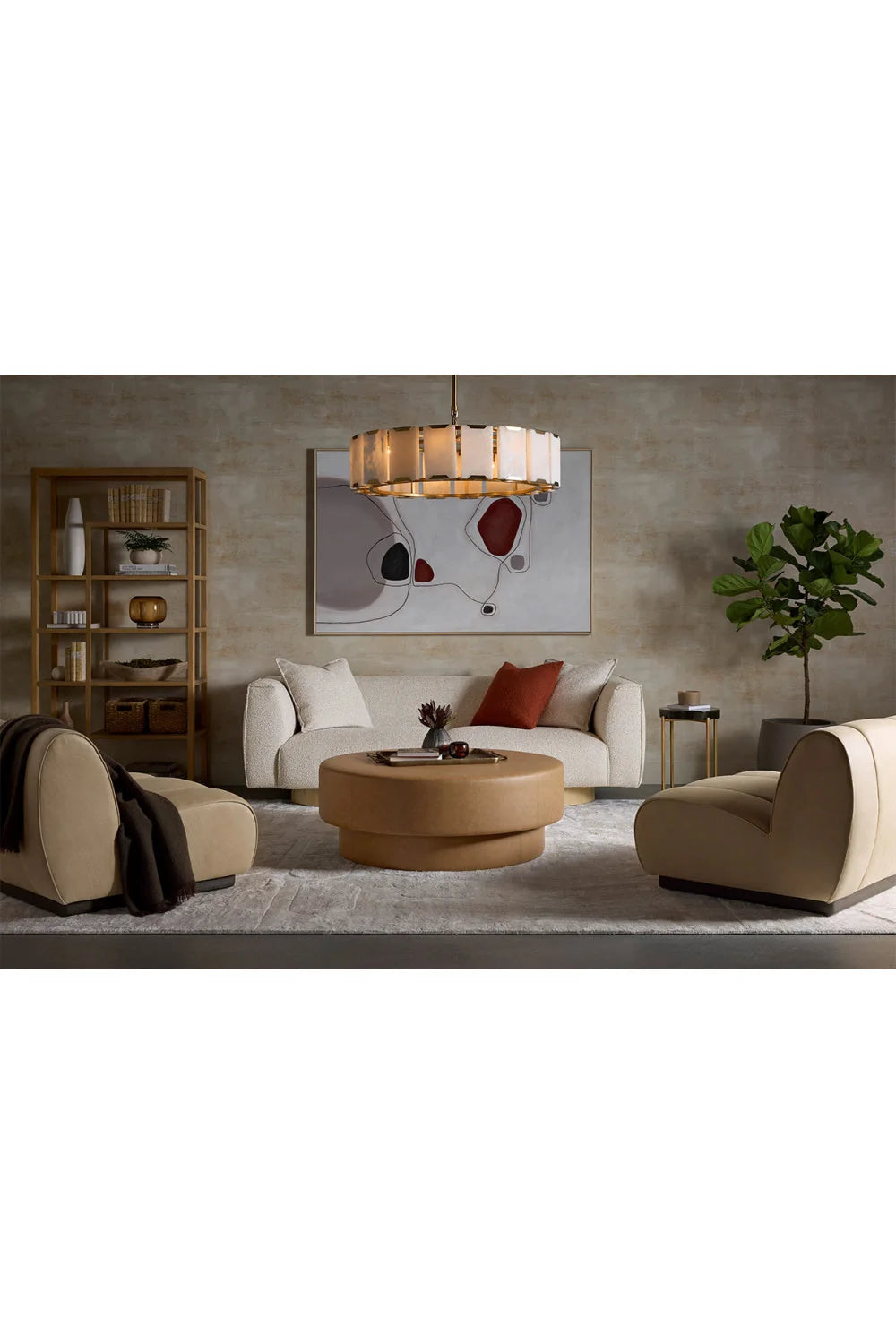 Luxury Round Oak Base Sofa Modern Italian Style for Villa