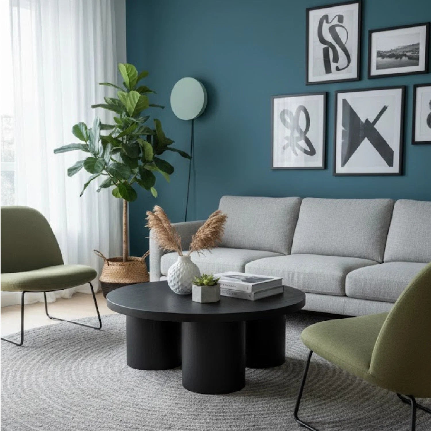 Luxury Round Oak Coffee Table Modern Italian Style for Villa